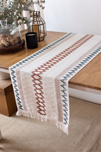 vivamaison 100% Organic Cotton Lace Runner Tablecloth - Premium Quality 35X145 cm Size Table Runner