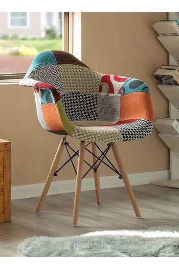 Taimi Pack of 4 Modern Dining Chair Fabric Colorful Armchair For Living room
