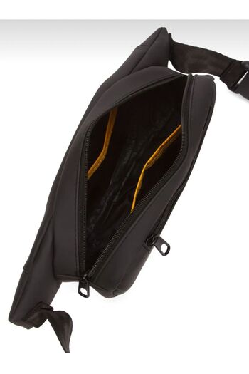 fao polo Men's Black Color Hard Shell 2 Zippered Cross Shoulder & Chest and Waist Bag