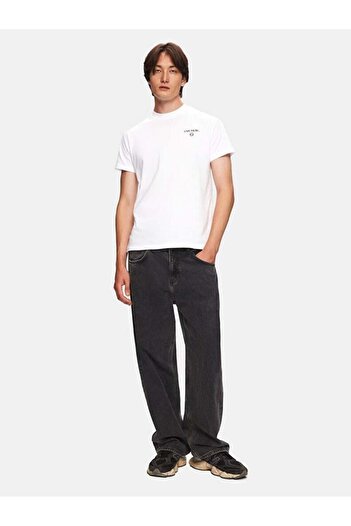Ltb Short Sleeve Crew Neck Mini Slogan Regular White T-Shirt