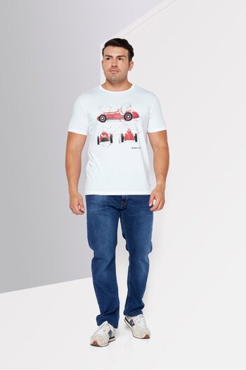 Scuderia Ferrari Men Sport Fit Short Sleeve Outdoor T-Shirts, White Combo