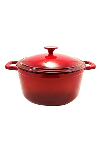 Perfect Home Enameled cast iron pot with lid, red, 5.2 L, Perfect Home