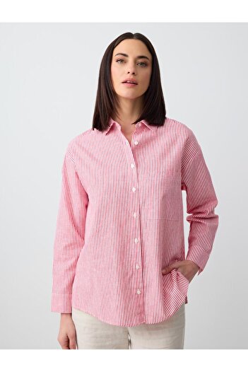 Jimmy Key Long Sleeve Striped Linen Shirt with Pockets