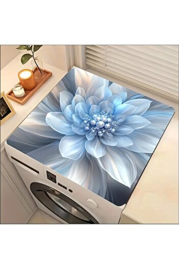 sgeteknoloji 55 CM x 45 CM MAVİ İNCİ ÇİÇEK DESENLİ TEZGAH ÜSTÜ BULAŞIK KURUTMA MATI BULAŞIKLIK KURUTMA ÖRTÜSÜ