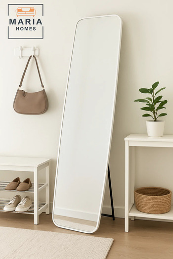 MARIA HOMES White Full-Length Mirror with Rounded Corners – 170x54 cm Standing Frame