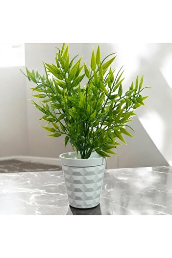 Lilac Home Plantă artificială de bambus în ghiveci cu diamant alb cu textura naturală