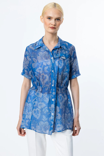 Ekol Patterned Blouse with Inner Undershirt-3130