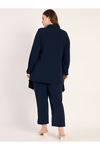 Femmella By Styli Plus Size Asymmetric Hem Top and Trousers Set