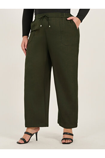 Styli Plus Size Belted Straight Leg Tapered Pants