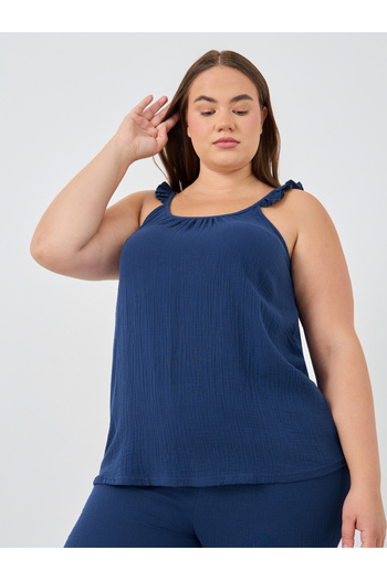 Styli Plus Size Strappy Cami Top and Pyjama Set