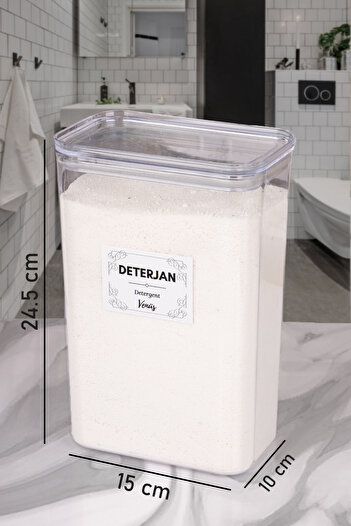 naturelove Tekli Vakumlu Kapak Toz Deterjan Kutusu Etiketli 3 litre