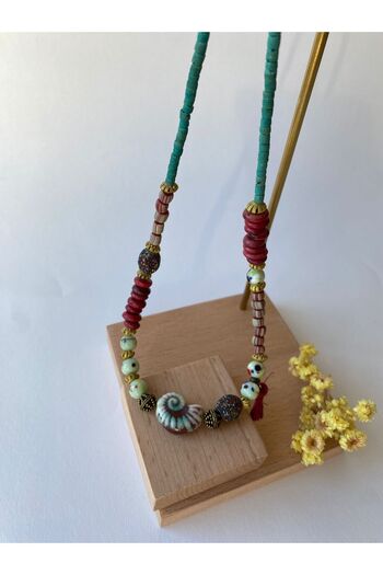 marsel aksesuar Handmade Ethnic Bohemian Beads Sea Snail Necklace