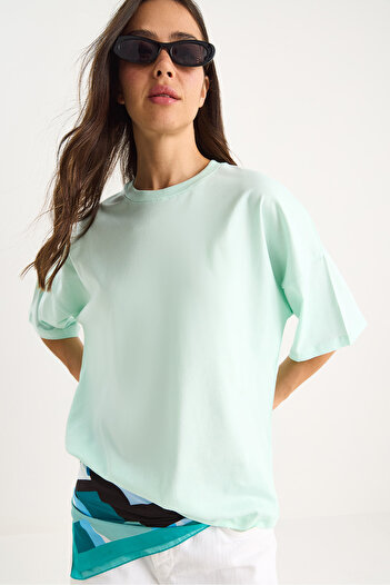 Bianco Lucci Γυναικείο 100% οργανικό βαμβάκι Oversize Basic T-Shirt 60602065