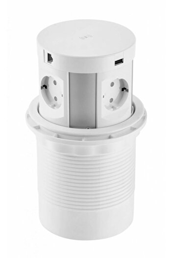 ANKRGRGTVN Built-in socket, 4 sockets, 2 USB A ports, 2 RJ45 cat6 ports, 5W wireless charging,1.5 m cable,white