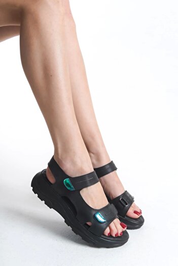 Joy Ayakkabı Lamıa Velcro Orthopedic Sole Women's Sandals Cst - Black