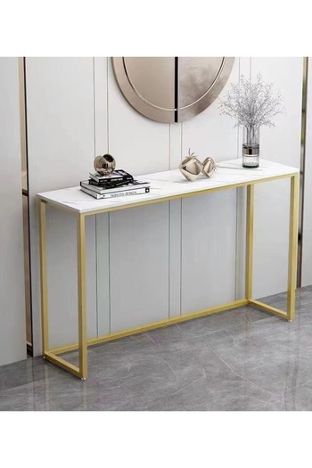 Raffine Console Entryway Hallway Table Home Office Table with Marble Top Heavy Duty Metal Frame 100x75x30cm