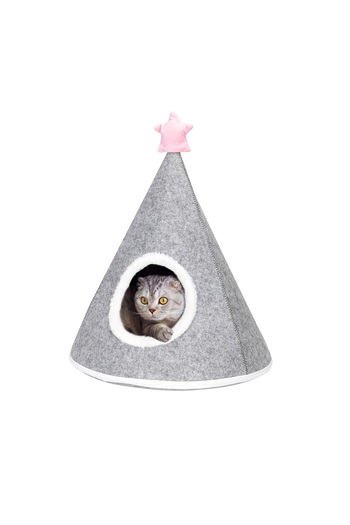 CHIRASO CHIRASO Igloo Cat House, Conical Design, Gray