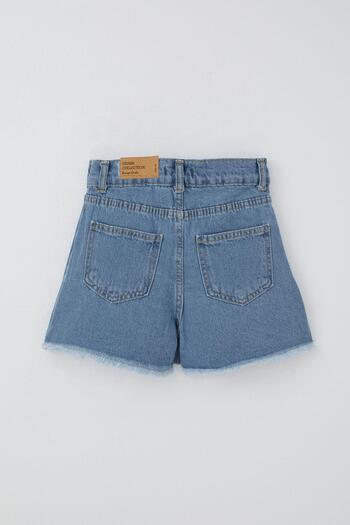 Breeze Pantaloni scurți din jean pentru fete Fusta Buzunar Detaliat Nasturi cu ciucuri 4-10 ani, albastru