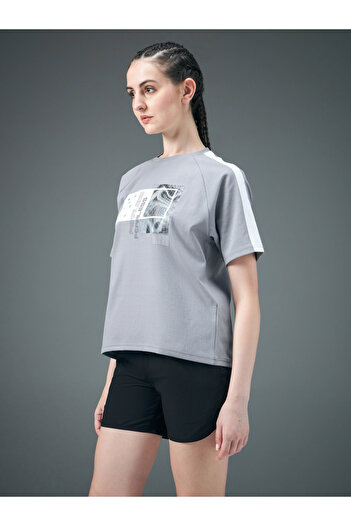 Technosport By Styli Graphic Print Crew Neck Stretch Crop T-Shirt