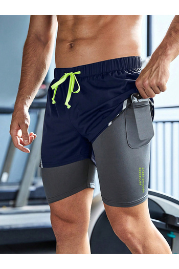 Take Two By Styli Color Block Drawstring Shorts with Phone Pocket