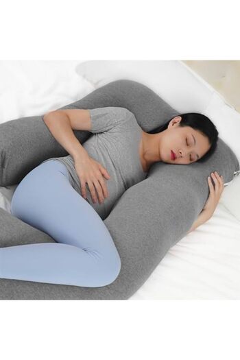 Moon Organic U Shaped Pregnancy Pillow - Grey
