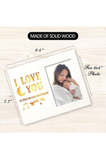 Newbyst Wooden photo frame, white, anniversary with the theme "I love you to the moon and back", illuminated, Newbyst