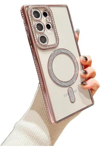 UnDePlus Samsung Galaxy S23 Ultra Case Silvery Magsafe Camera Edge Stone Cover