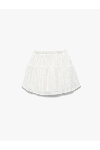 Koton Mini Skirt with Brode Detail and Elastic Waist