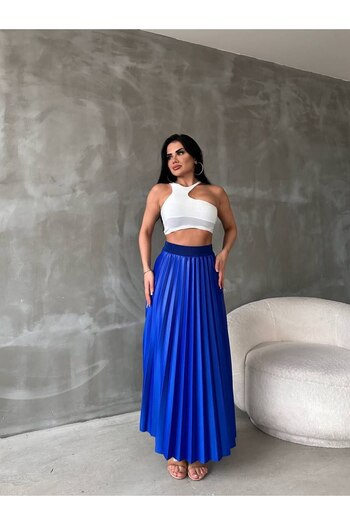 TEKSTİLCİ Γυναικεία πλισέ σατέν φούστα