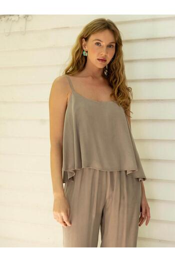 Coral Women's Mink Premium Perry Strap Casual Blouse Pants Set Pry-100051043