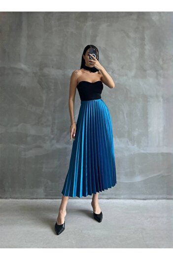 TEKSTİLCİ Women's Pleated Satin Skirt