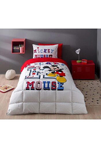 Özdilek Özdilek Lastikli Çarşaflı Lisanslı Tek Kişilik Çocuk Uyku Seti-Mickey Mouse Collage Gri