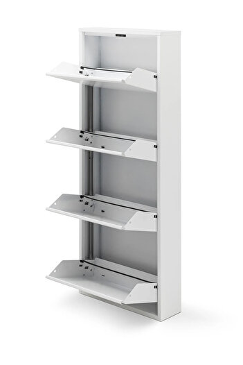 formood Kilitli 4'lü Metal Ayakkabılık - Beyaz - Ral 9016