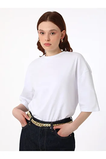 Benin Γυναικείο μπλουζάκι Crew Neck Half Sleeve Basic - Λευκό -