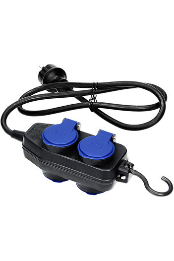 Orno Prelungitor Or-ae-13160(GS)/10m, 10 m, 4 x 2p Z, IP44, capac ermetic, cârlig, negru/albastru