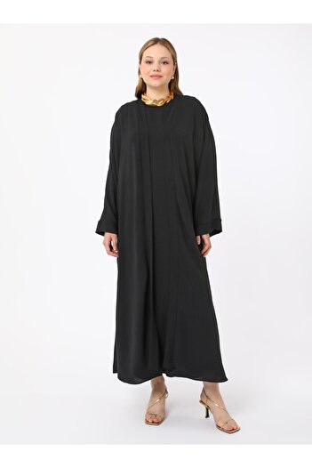 ALİA Plus Size Dress&Ferace Double Set - Black - Alia