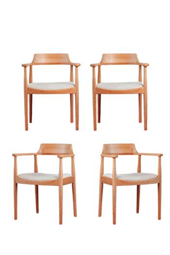 Woodenbend Eva Ahşap Modern Kolçaklı Sandalye 2 Adet – Kayın Ağacı, Ergonomik ve Konforlu Oturum
