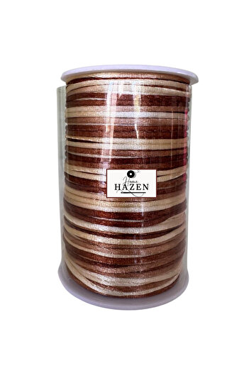 Hazen Home خيط حياكة نيون اللون مرصع على شكل ذيل فأر حقيبة خيط محبوك مكرامية 2 مم 100 متر - بني