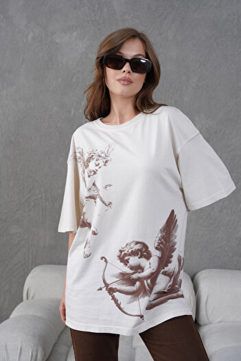 Park Karon Printed Washed Casual Basic T-Shirt