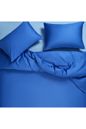 Zsa Zsa Zsu Set de lenjerie de pat din bumbac 100% bumbac satinat Solid 300 Tc 160x220 cm Albastru închis