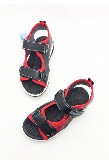 GDT Ayakkabı Cute Young Orthopedic Sole Red Color Strappy Velcro Girls Sandals