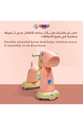 ALBADER Children's Wheeled Ride-On Horse - Puch Toy, Interactive Riding Experience, attractive