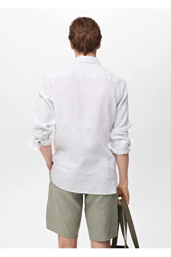 MANGO Man %100 keten slim fit gömlek