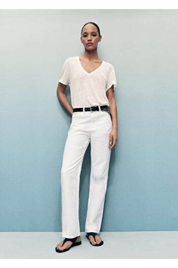 MANGO Woman Pantaloni de blugi cu talie medie cu croiala dreaptă Matilda
