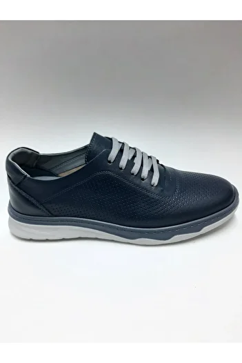 Bemsa Genuine Leather Lace up Flexible Daily Navy Blue Summer Men's Shoes