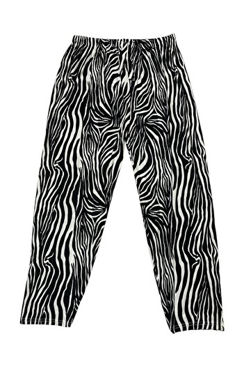 BİLGENS BUTİK Women's Zebra Pattern Plus Size Seasonal Trousers