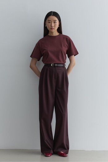 Fahhar Straight Leg Trousers Dark Burgundy