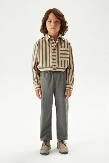 BARLİZ Children's Adjustable Waist Plain Classic School Pants