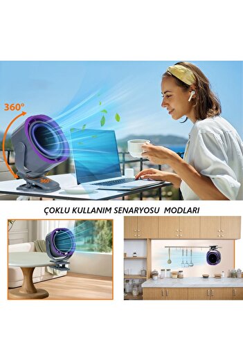 Zoli Masa Üstü,Araba,Ofis Klipsli Fan Vantilatör Şarj Edilebilir Dijital Hız ve Şarj Göstergeli 3600Mah