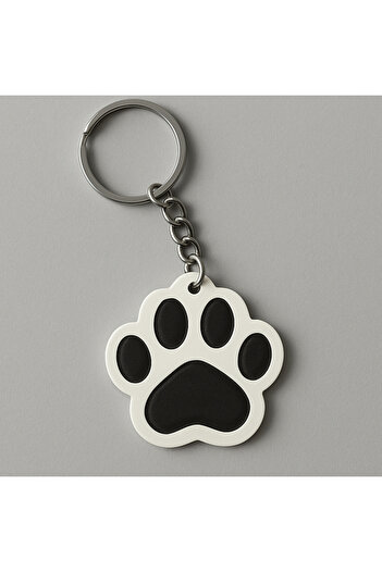 Mizaku Neko Mist Cat Paw Shaped Keychain Gift Keychain (Black - White)